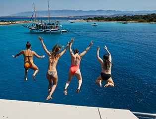 Daily swim stop on a Croatia Cruise